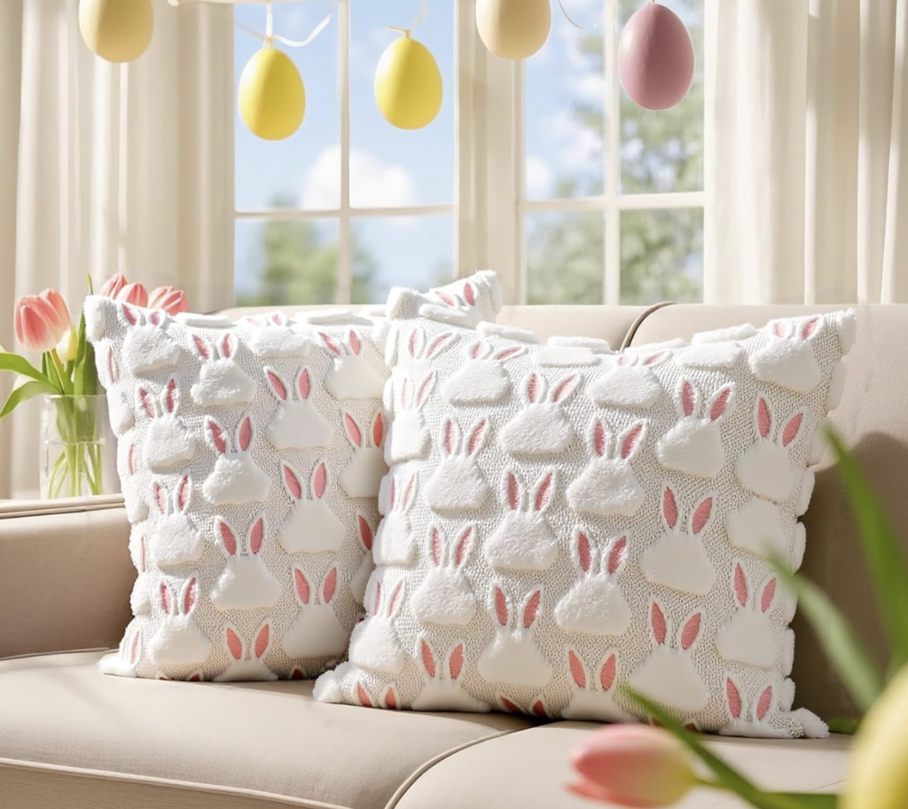 2-pack of bunny-themed throw pillows!
